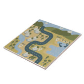 Carreau Caricature élégante paysage carte de voyage (Côté)