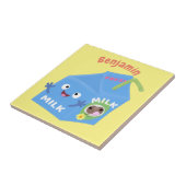 Carreau Caricature en carton de lait joyeux (Côté)