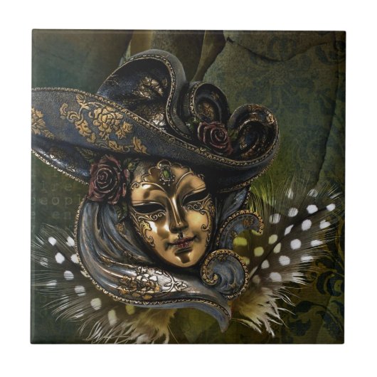 Carreau Carnival Masque vert Damas Carrelage (Devant)