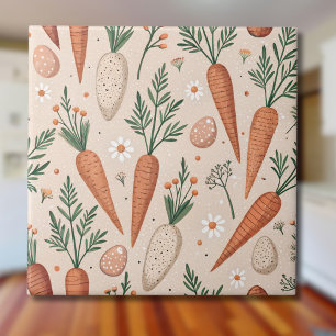 Carreau Carottes élégantes vintage avec fleurs et petits œ