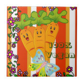 Carreau Carottes en céramique, Orange Stripe, 100% Vegan (Devant)