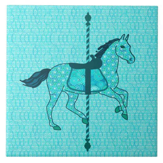 Carreau Carousel Horse - Turquoise et Aqua (Devant)