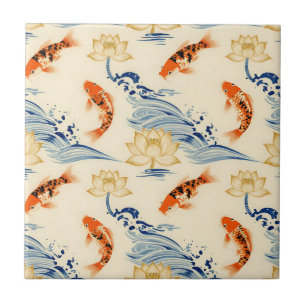 Carreau Carpe Koï et Motif Sans Couture de Lotus