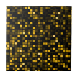 Carreau Carré de motif 'Pluie de météores' noir et or