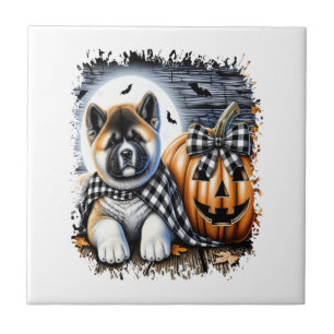 Carreau Carré d'Halloween de chien Akita