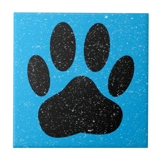 Carreau Carré Distants Pawprint Chien Bleu (Devant)