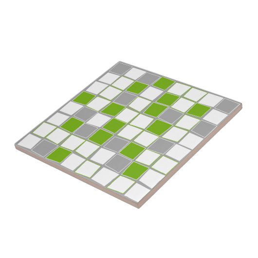 Carreau Carré, gris, blanc, vert, moderne (Côté)