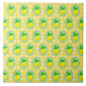 Carreau Carré jaune citron blanc rétro (Devant)