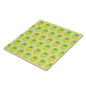 Carreau Carré jaune citron blanc rétro (Côté)