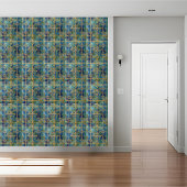 Carreau Carrelage à clé grecque de luxe en Turquoise et or