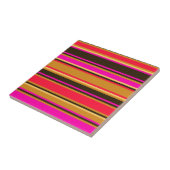 Carreau Carrelage à rayures or, rouge et magenta (Côté)