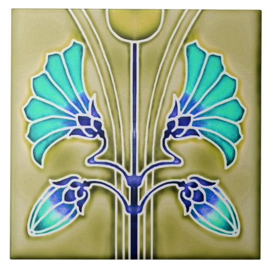 Carreau Carrelage Art nouveau cheminée décorative (Devant)