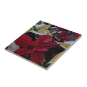 Carreau Carrelage aux poinsettises rouges et blanches (Côté)