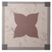 Carreau Carrelage beige avec fleur carrelée et cadre gris (Devant)