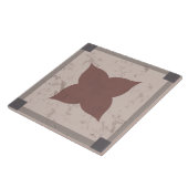 Carreau Carrelage beige avec fleur carrelée et cadre gris (Côté)