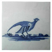 Carreau Carrelage Bleu Delft antique - Grouse dans l'Herbe (Devant)