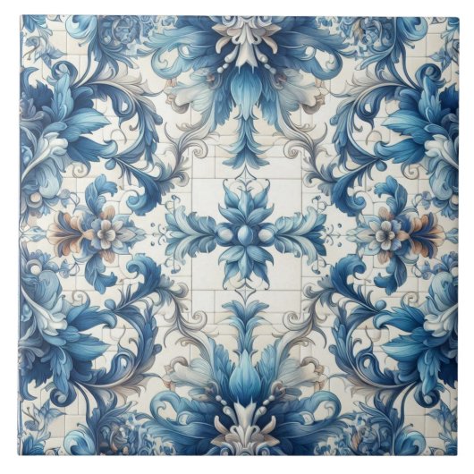 Carreau Carrelage bleu et blanc (Devant)