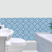 Carreau Carrelage bleu et blanc complexe avec motif floral