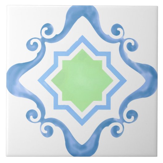Carreau Carrelage bleu et vert de la Méditerranée (Devant)