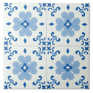 Carreau Carrelage bleu fleuri