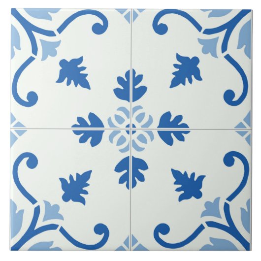 Carreau Carrelage bleu fleuri (Devant)