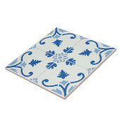 Carreau Carrelage bleu fleuri (Côté)