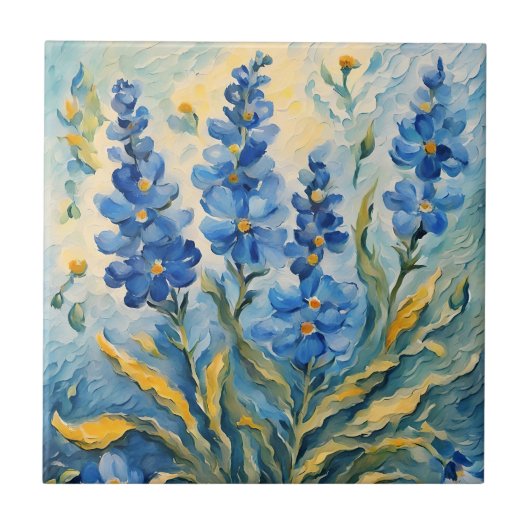 Carreau Carrelage bleu Floral (Devant)