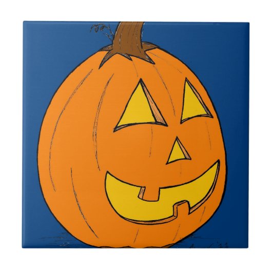 Carreau Carrelage bleu Jack o' Lantern (Devant)