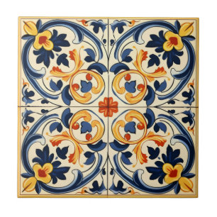 Carreau Carrelage bleu jaune italien