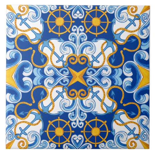 Carreau Carrelage bleu méditerranéen Motif (Devant)