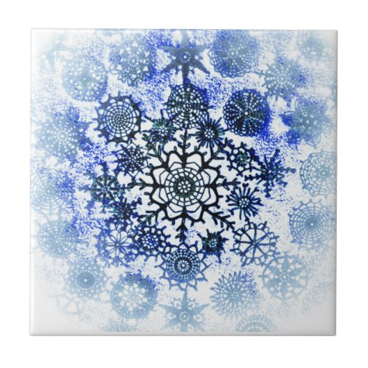 Carreau Carrelage bleu Snowflake (Devant)