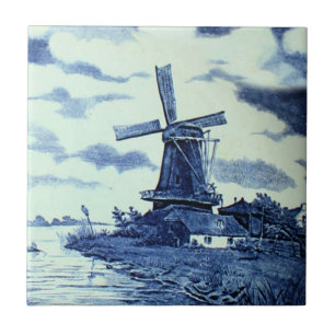 Carreau Carrelage bleu vintage Delft - Windmill