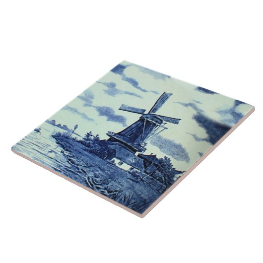 Carreau Carrelage bleu vintage Delft - Windmill (Côté)