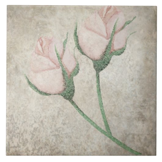 Carreau Carrelage botanique vieilli - Aqua et Bone V4 (Devant)