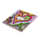 Carreau Carrelage cardiaque en arc-en-ciel psychédélique d (Côté)