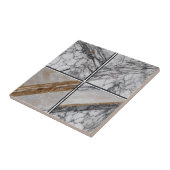 Carreau Carrelage carré en marbre blanc gris beige (Côté)