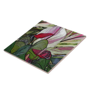 CARREAU CARRELAGE CÉRAMIQUE, "ANTHURIUM ROUGE"