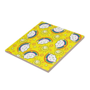 Carreau Carrelage céramique Arc-en-ciel, Soleil, Nuages, J