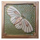 Carreau Carrelage céramique Artisanat Moth, vert et cuivre (Devant)
