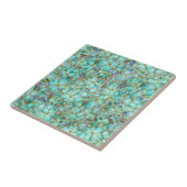 Carreau Carrelage céramique aux fleurs turquoises (Côté)