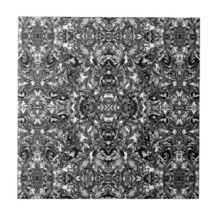 CARREAU CARRELAGE CÉRAMIQUE BAROQUE NOIR ET BLANC