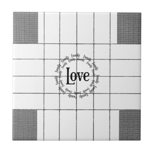 Carreau Carrelage céramique Blanc et noir Plaid Love Famil (Devant)