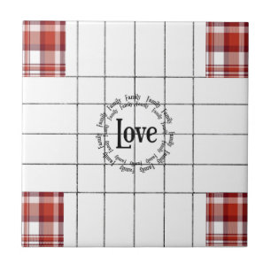 Carreau Carrelage céramique Blanc et rouge Plaid Love Fami