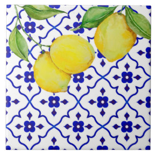 Carreau Carrelage céramique citron à motifs.