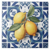 Carreau Carrelage céramique italienne Citron bleu blanc (Devant)