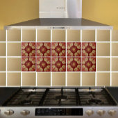 Carreau Carrelage céramique médaillons ocher sur vin