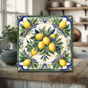 Carreau Carrelage citron italien bleu Majolica
