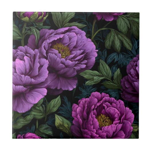 Carreau Carrelage Classique Portugais Peonies Pour Parquet (Devant)