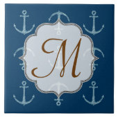 Carreau Carrelage d'affichage Monogramme de voile Ancre na (Devant)