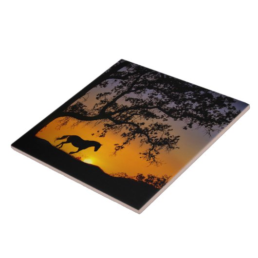 Carreau Carrelage d'art Cheval et Oak Tree (Côté)